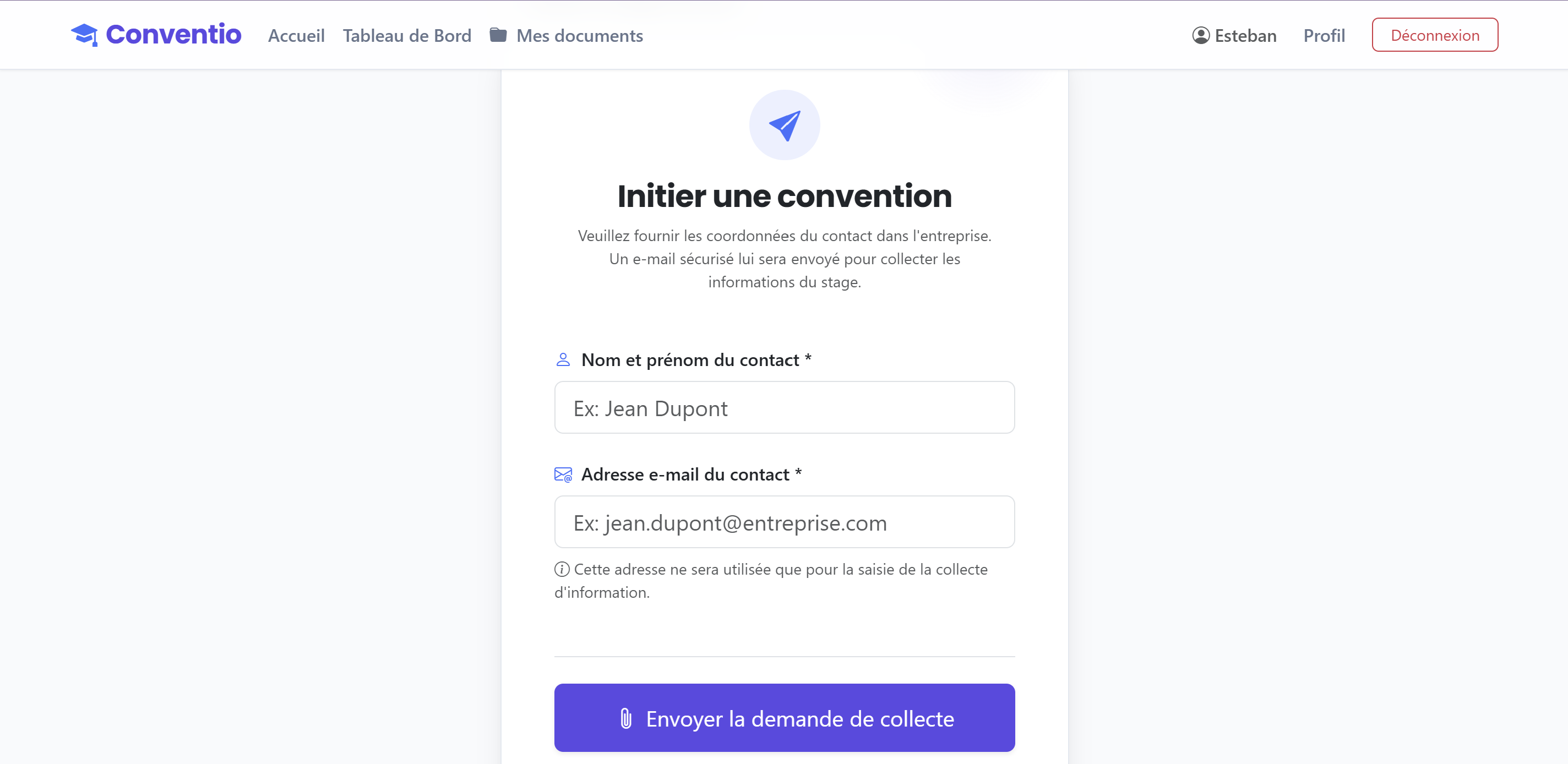 Formulaire d'initiation d'une demande de convention