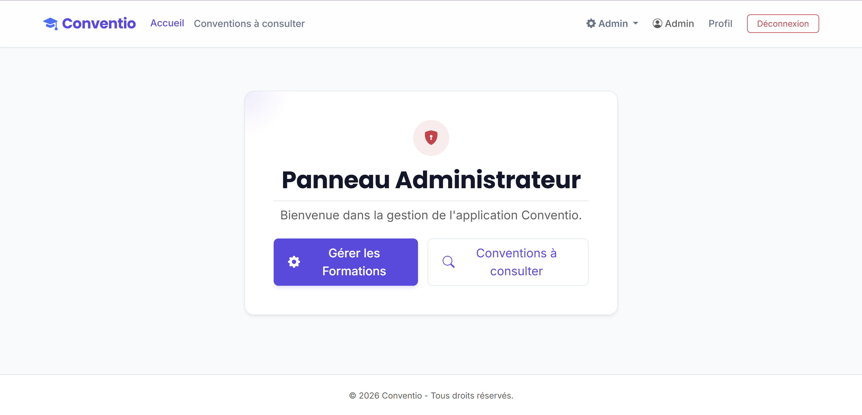 Panneau d'administration
